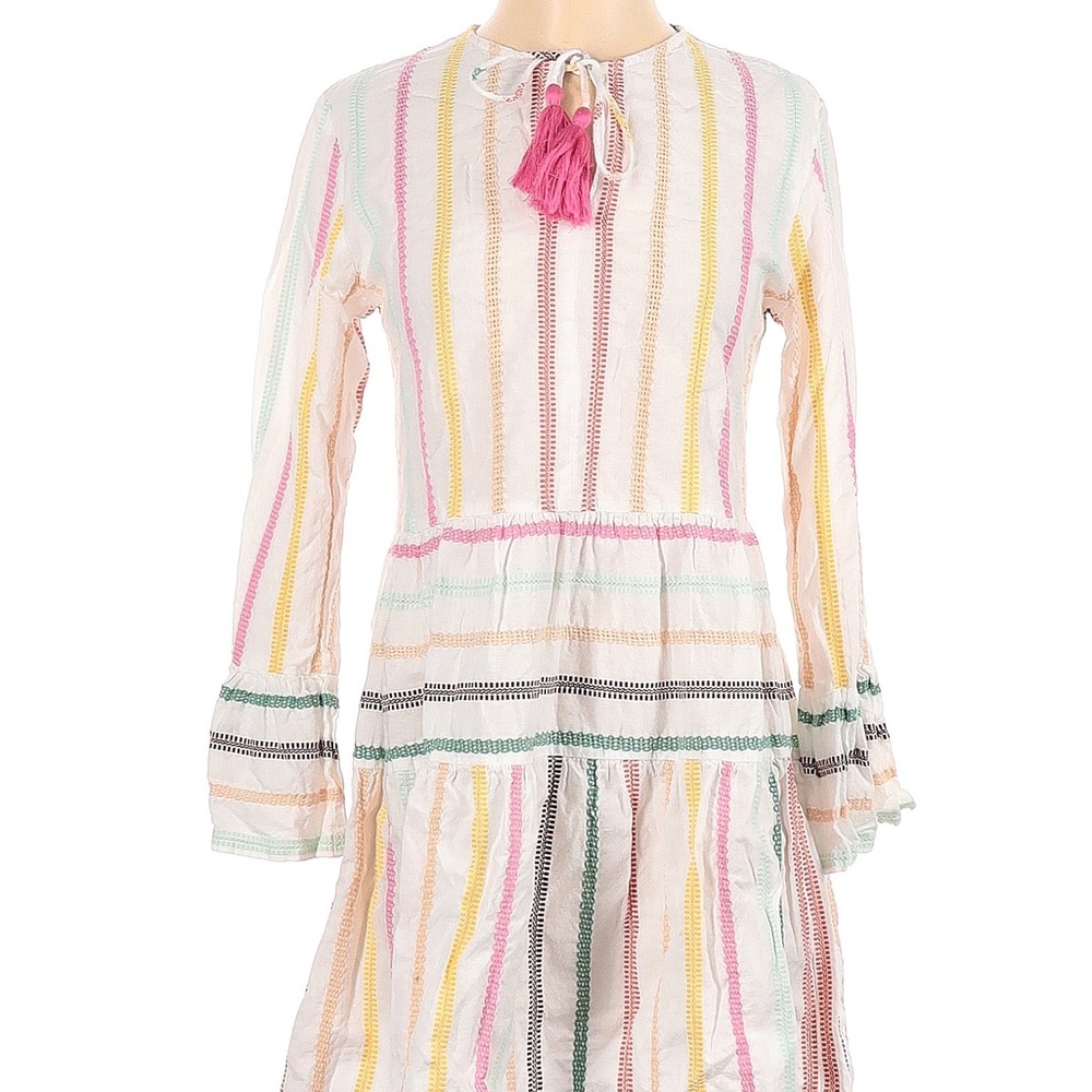 📚DROP⬇️ PILY Q • White Dress and Multicolored Stripes • M/L